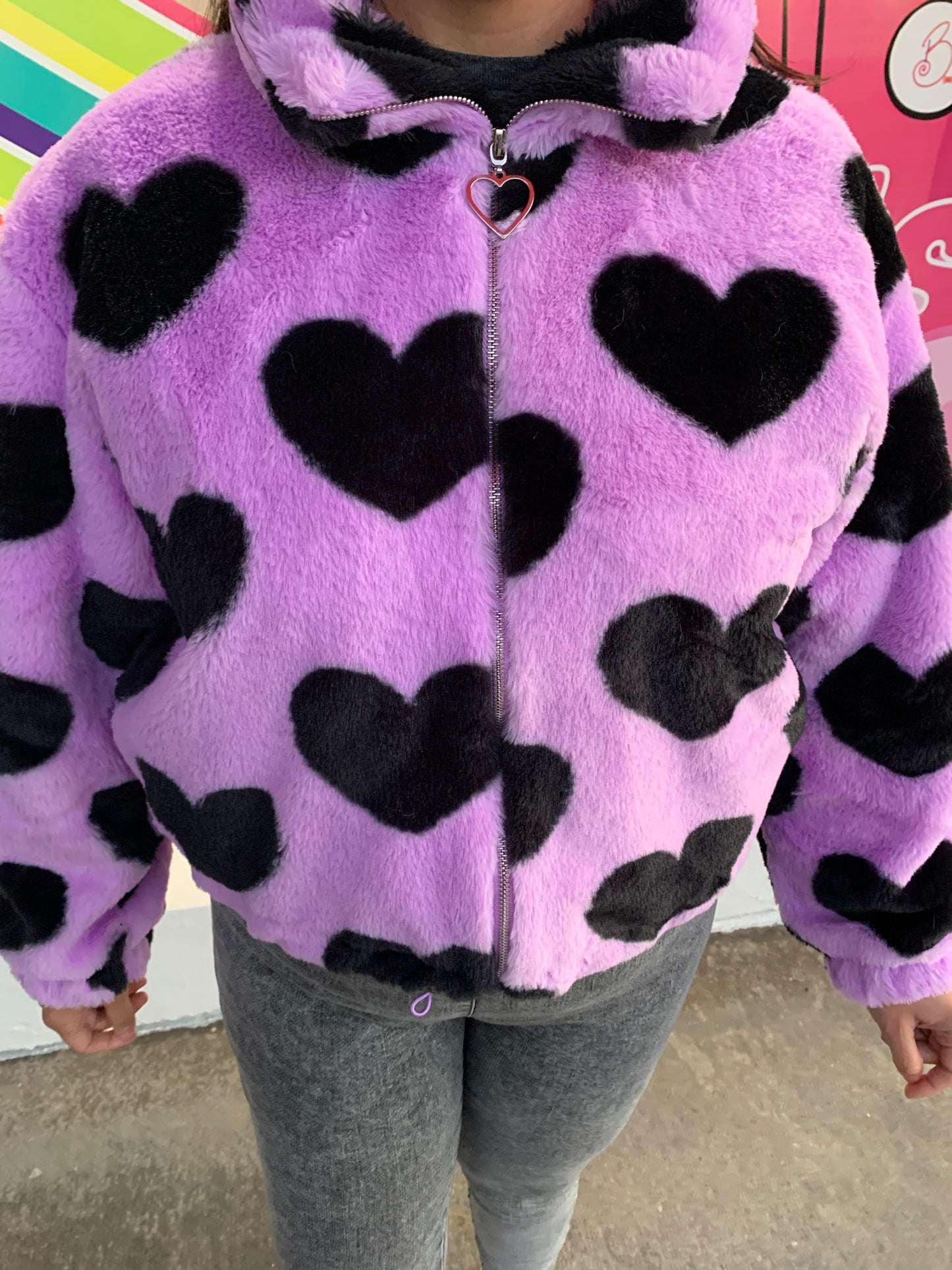 Queen of Hearts Faux Fur Cozy Jacket